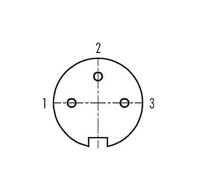 Polbild (Steckseite) 99 2006 09 03 - M16 Kabeldose, Polzahl: 3 (03-a), 4,0-6,0 mm, schirmbar, löten, IP40
