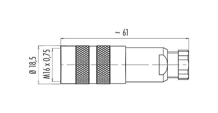 Desenho da escala 99 5122 19 06 - M16 Tomada de cabo, Contatos: 6 (06-a), 4,0-6,0 mm, blindável, solda, IP67, UL