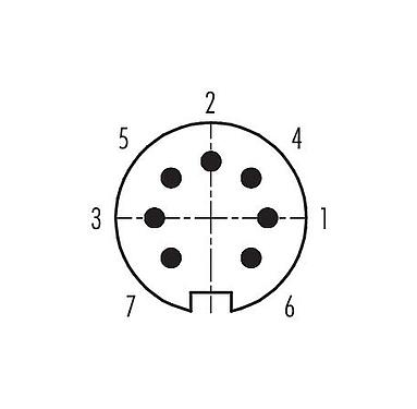 Polbild (Steckseite) 99 5181 00 07 - M16 Kabelstecker, Polzahl: 7 (07-b), 4,0-6,0 mm, schirmbar, löten, IP67, UL