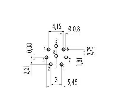 Geleiderconfiguratie 86 0532 1000 00008 - M12 Female panel mount connector, aantal polen: 8, onafgeschermd, THT, IP68, UL, PG 9, aan voorkant verschroefbaar