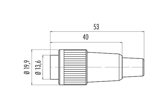 Rysunek z wymiarami 99 0645 02 08 - Bayonet Męskie złącze kablowe proste, Kontaktów: 8, 6,0-8,0 mm, nieekranowany, lutowanie, IP40