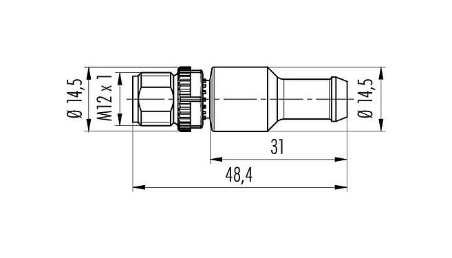 Desenho da escala 77 9839 0000 00005 - M12 Tampão de terminação, Contatos: 5, desprotegido, IP68, CAN-Bus