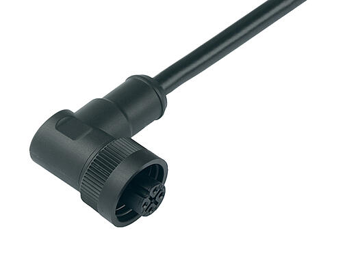 插图 79 0238 20 07 - RD24 弯角孔头电缆连接器, 极数: 6+PE, 非屏蔽, 预铸电缆, IP67, PVC, 黑色, 7x0.75mm², 2m