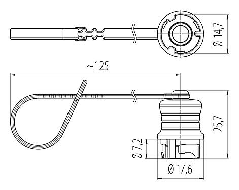 Масштабный чертеж 08 0374 000 000 - Защитный колпачок Bayonet NCC для кабельного разъема; Серия 770
