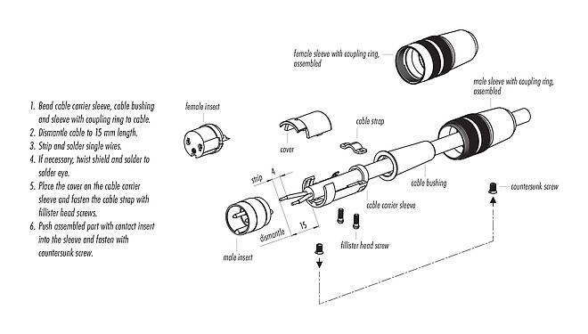 Assembly instructions 09 0325 00 07 - M16 Male cable connector, Contacts: 7 (07-a), 3.0-6.0 mm, unshielded, solder, IP40