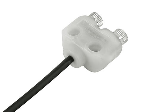 Illustration 79 5232 33 04 - M8 Twin distributor, Y-distributor, Contacts: 3, unshielded, moulded on the cable, IP68, UL, PUR, black, 4 x 0.25 mm², with LED PNP, 2 m