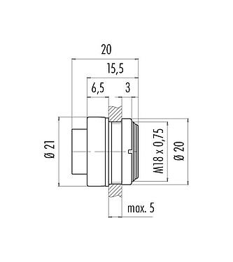 Schaaltekening 99 0603 00 02 - Bajonet Male panel mount connector, aantal polen: 2, onafgeschermd, soldeer, IP40