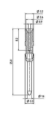 Desenho da escala 61 0891 139 - RD24 / baioneta HEC - contato masculino, 100 pcs.; série 692/693/696