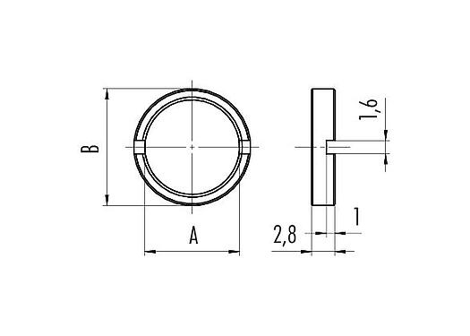 Skalritning 01 5325 001 - M12-A/B/D/K/L/S/T/US/X - Ringmutter för fästgänga M12 x 1, diameter 18 mm; serie 713/715/763/766/813/814/815/825/866/876