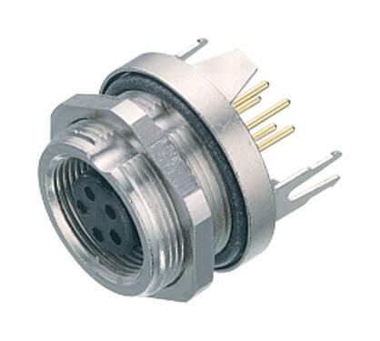 Illustration 09 0424 30 07 - M9 Female panel mount connector, Contacts: 7, shieldable, THT, IP67, front fastened