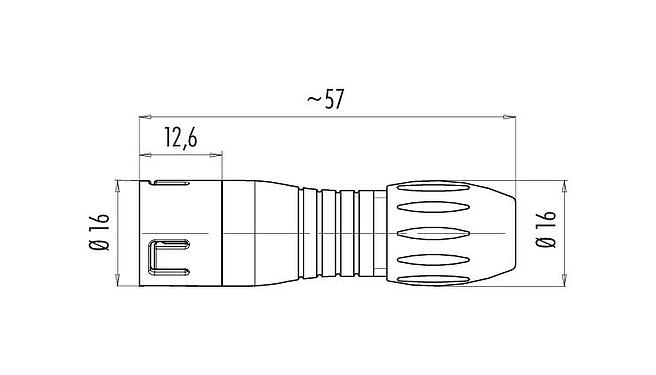 比例图 99 9105 400 03 - Snap-in 快插 直头针头电缆连接器, 极数: 3, 4.0-6.0mm, 非屏蔽, 焊接, IP67
