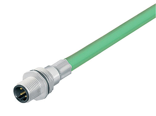 일러스트 70 3733 705 04 - M12 메일 패널 마운트 커넥터, 콘택트 렌즈: 4, 쉴드, 조립된 케이블로, IP67, UL, M16x1.5, Profinet, PUR, 녹색, 2x2xAWG 22, 0.5 m