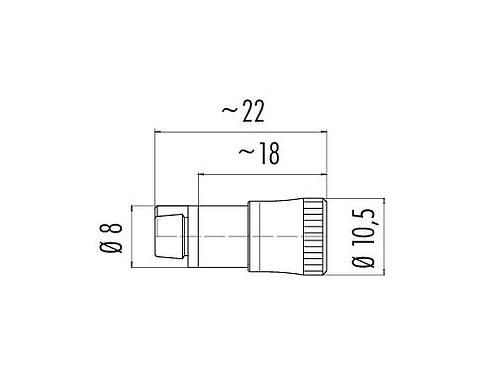 Desenho da escala 09 9748 71 03 - Snap-in Tomada de cabo, Contatos: 3, 3,5-5,0 mm, desprotegido, solda, IP40