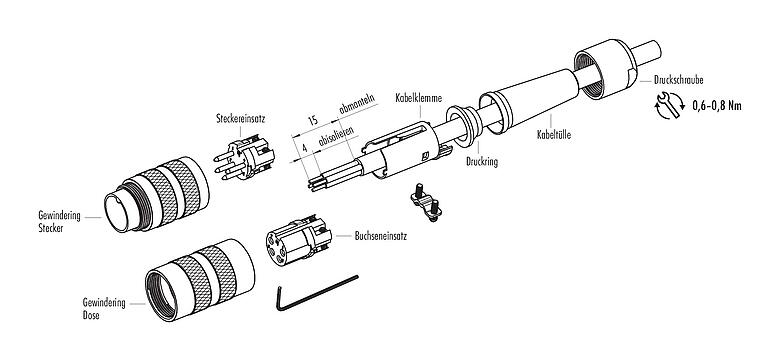 Montageanleitung 99 2013 10 05 - M16 Kabelstecker, Polzahl: 5 (05-a), 4,0-6,0 mm, schirmbar, löten, IP40