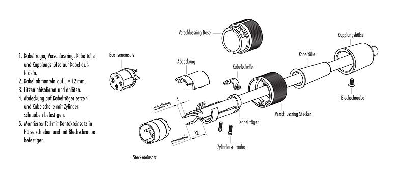 Montageanleitung 99 0601 00 02 - Bajonett Kabelstecker, Polzahl: 2, 3,0-6,0 mm, ungeschirmt, löten, IP40