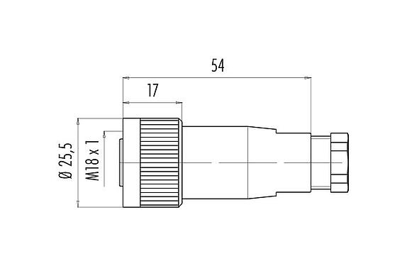 比例图 99 0440 016 04 - M18 直头孔头电缆连接器, 极数: 4, 10.0-12.0mm, 非屏蔽, 螺钉接线, IP67, UL