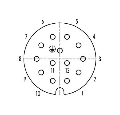 Contactconfiguratie (aansluitzijde) 99 0718 70 13 - RD30 Female haakse connector, aantal polen: 12+PE, 10,0-12,0 mm, onafgeschermd, soldeer, IP65