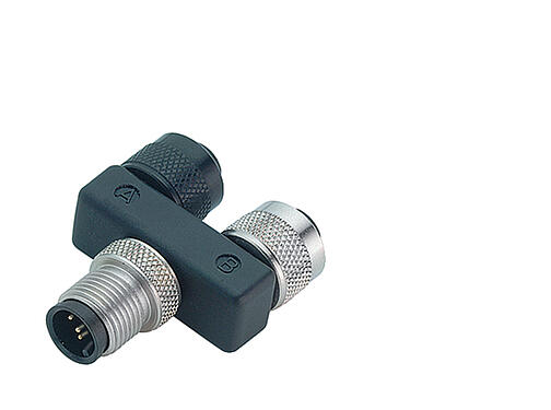 Illustration 79 5207 00 05 - M12 Twin distributor, Y-distributor, male M12x1 - 2 female M12x1, Contacts: 5/4, unshielded, pluggable, IP68, UL