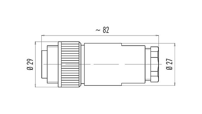 Dibujo a escala 99 0209 160 04 - RD24 Conector de cable macho, Número de contactos: 3+PE, 12,0-14,0 mm, sin blindaje, tornillo extraíble, IP67, PG 16