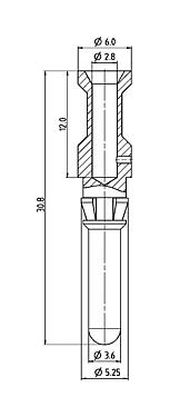Dibujo a escala 61 1310 139 - Bayoneta HEC - Pin de contacto para la versión 4+PE; Serie 696