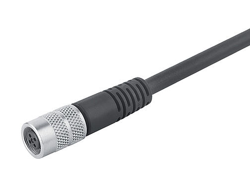 Ilustración 79 1402 12 02 - M9 Conector de cable hembra, Número de contactos: 2, blindado, moldeado en el cable, IP67, PUR, negro, 5 x 0,25 mm², 2 m