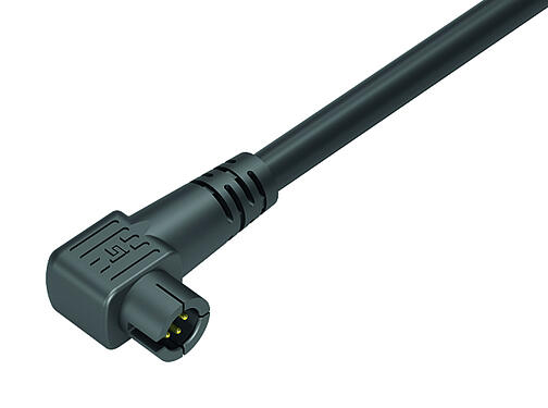 Illustration 77 7093 0000 10005-0500 - Snap-In Male angled connector, Contacts: 5, unshielded, moulded on the cable, IP40, PVC, black, 5 x 0.25 mm², 5 m