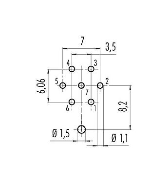 Bố trí dây dẫn 09 0328 290 07 - M16 Ổ cắm gắn bảng, Số lượng cực : 7 (07-a), có thể che chắn, THT, IP40, gắn phía trước