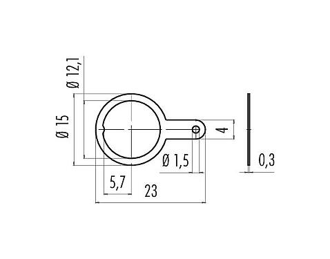 Rysunek z wymiarami 04 0208 002 - M9 IP67 - Pierścień lutowniczy; Seria 702/712