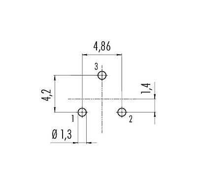 導体レイアウト 99 9107 090 03 - スナップイン オスパネルマウントコネクタ, 極数: 3, 非シールド, THT, IP67, VDE